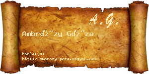 Ambrózy Géza névjegykártya