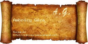 Ambrózy Géza névjegykártya