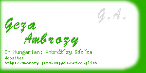 geza ambrozy business card